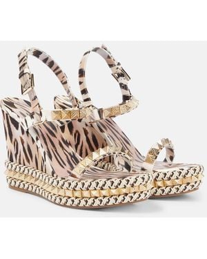 Christian Louboutin Pyraclou 110 Satin Wedge Sandal - Metallic