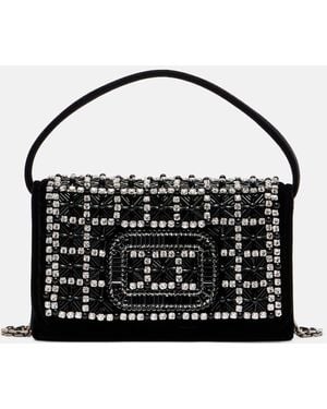 Roger Vivier Pilgrim Micro Embellished Velvet Clutch - Black
