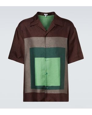 Loewe Colorblocked Silk Bowling Shirt - Green