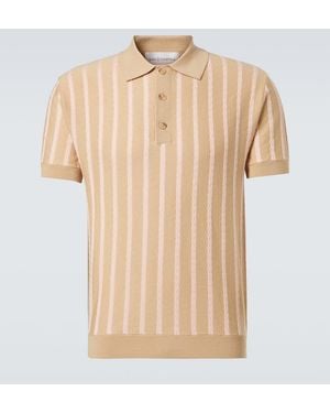 King & Tuckfield Striped Wool Polo Shirt - Natural