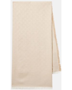 Gucci Gg Cotton, Wool, And Silk Scarf - Natural