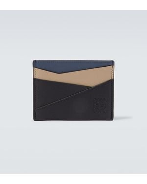 Loewe Puzzle Colorblocked Leather Card Holder - Blue
