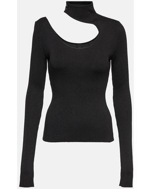 Petar Petrov Fiz Cutout Ribbed-Knit Silk Top - Black