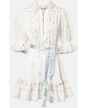 ALÉMAIS Giulia Embroidered Cotton Minidress - White