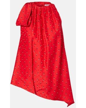 Acne Studios Sombana Printed Asymmetric Silk Top - Red