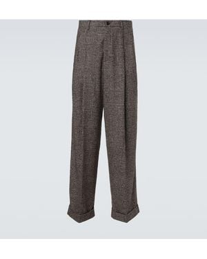 Dolce & Gabbana Houndstooth Wide-Leg Pants - Grey