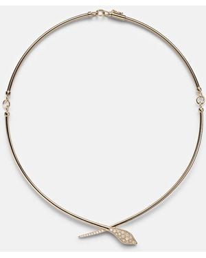 Sydney Evan Snake 14Kt Pendant Necklace With Diamonds - Metallic