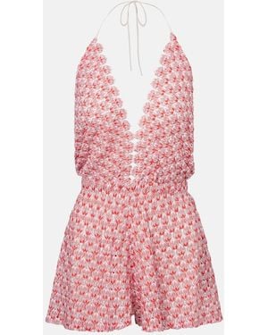 Missoni Open-Knit Lame Playsuit - Pink