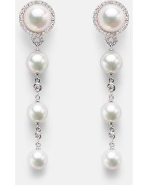 Mikimoto 18Kt Earrings With Pearls And Diamonds - White