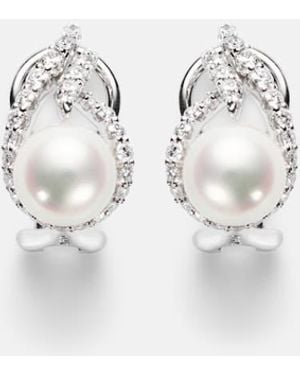Mikimoto 18Kt Earrings With Pearls And Diamonds - White