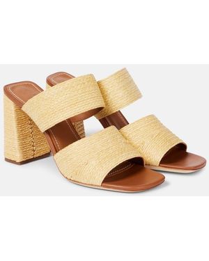STAUD Skylar Raffia And Leather Mules - Metallic