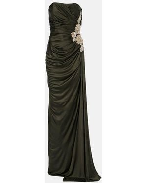 Costarellos Elettra Embellished Jersey Gown - Green