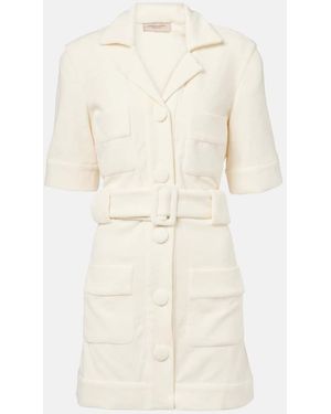 Adriana Degreas Belted Cotton-Blend Terry Minidress - Natural