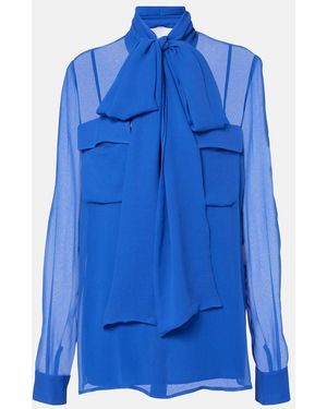 Costarellos Silk Georgette Blouse - Blue