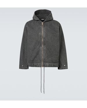 A.PRESSE Hooded Cotton Denim Jacket - Black
