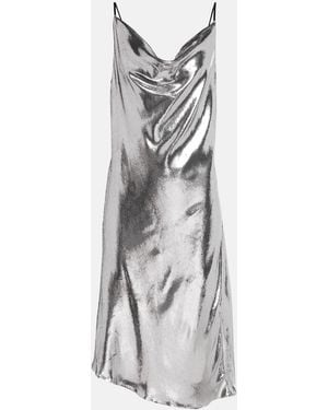 Petar Petrov Alena Metallic Velvet Slip Dress - Grey