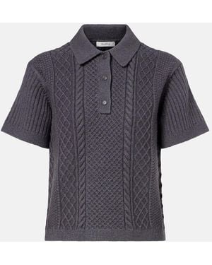 JW Anderson Cable-Knit Wool And Cotton-Blend Polo Shirt - Blue