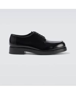 Prada Brushed Leather Derby Shoes - Black