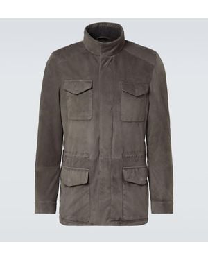 Thom Sweeney Suede Field Jacket - Brown