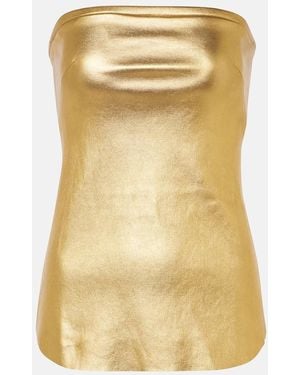 Stouls Gina Strapless Metallic Leather Top - Yellow