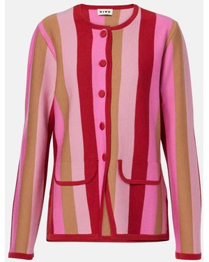 RIXO London Mirja Striped Wool-Blend Cardigan - Pink