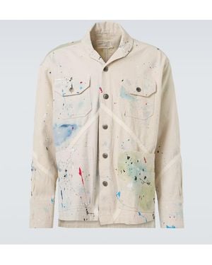 Greg Lauren Painter Printed Cotton Jacket - Natural
