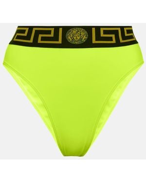 Versace Greca High-wasted Bikini Bottoms - Green