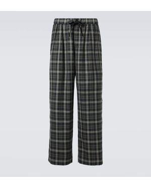 Loewe Checked Wide-Leg Pants - Grey