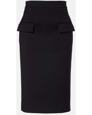 McQueen High-Rise Wool Gabardine Pencil Skirt - Black