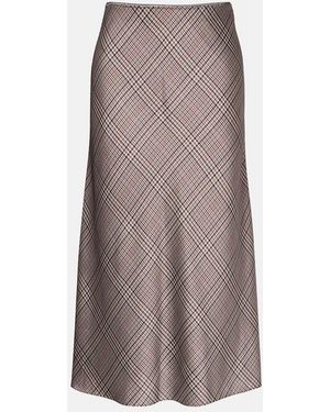 Vince Plaid Satin Slip Skirt - Brown