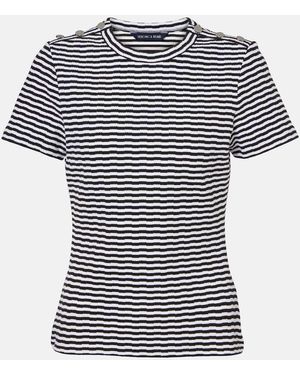 Veronica Beard Draya Striped Cotton-Blend T-Shirt - White