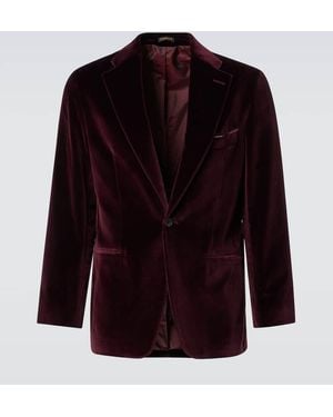 Rubinacci Cotton Velvet Blazer - Purple