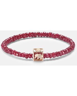 Sydney Evan Open Icon 14Kt Beaded Bracelet With Rubies And Diamonds - Red