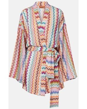 Missoni Zig Zag Oversized Lame Wrap Cardigan - White