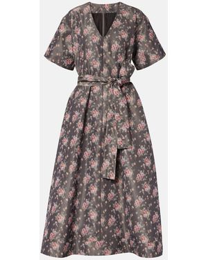 Markarian Lunetta Floral Taffetta Midi Dress - Black