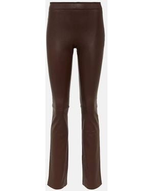 Stouls Leather Bootcut Pants - Brown