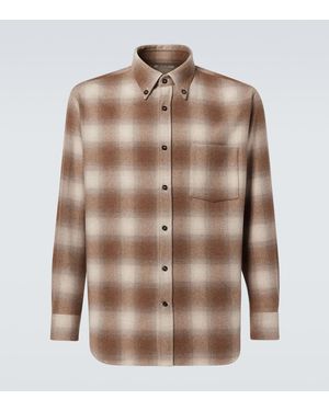 Loro Piana Jack Tartan Wool And Cashmere Shirt - Brown