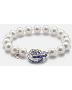 Mikimoto 18Kt Bracelet With Sapphires And Pearls - Metallic