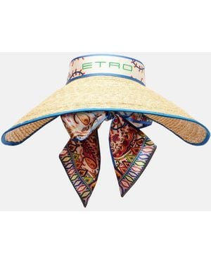 Etro Logo Straw Visor - White