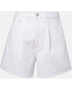 Agolde Rhoda Pleated High-Rise Denim Shorts - White