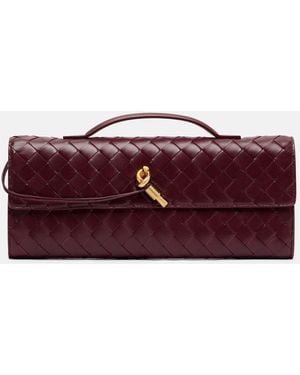 Bottega Veneta Andiamo Intrecciato Leather Clutch - Red