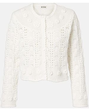 RIXO London Kyra Open-Knit Cotton Cardigan - White