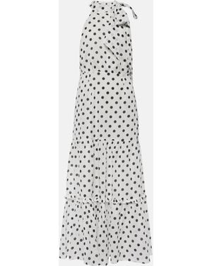 RIXO London Eleanor Halterneck Cotton Midi Dress - White