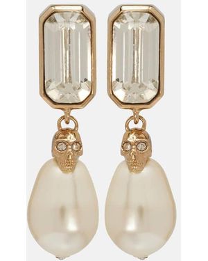 McQueen Skull Embellished Drop Earrings - Metallic