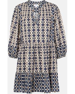 Velvet Beckie Printed Cotton Minidress - Blue