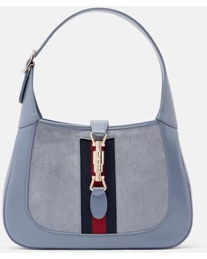 Gucci Jackie 1961 Medium Suede And Leather Shoulder Bag - Blue