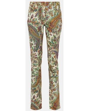 Etro Paisley Mid-Rise Slim Jeans - Green
