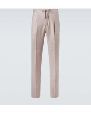 Slowear Virgin Wool Flannel Slim Pants - Natural