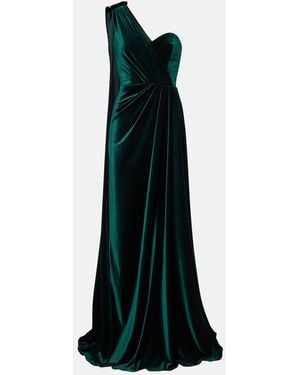 Monique Lhuillier One-Shoulder Velvet Gown - Black