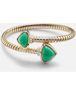 Marina B Trisolina Bypass 18Kt Cuff Bracelet With Diamonds And Chrysoprase - White